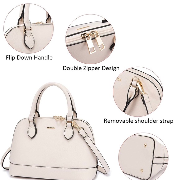 LOVENOOK Cream Purse Women’s Small Crossbody Bag Double Zip Gold Accents - Picture 8 of 17